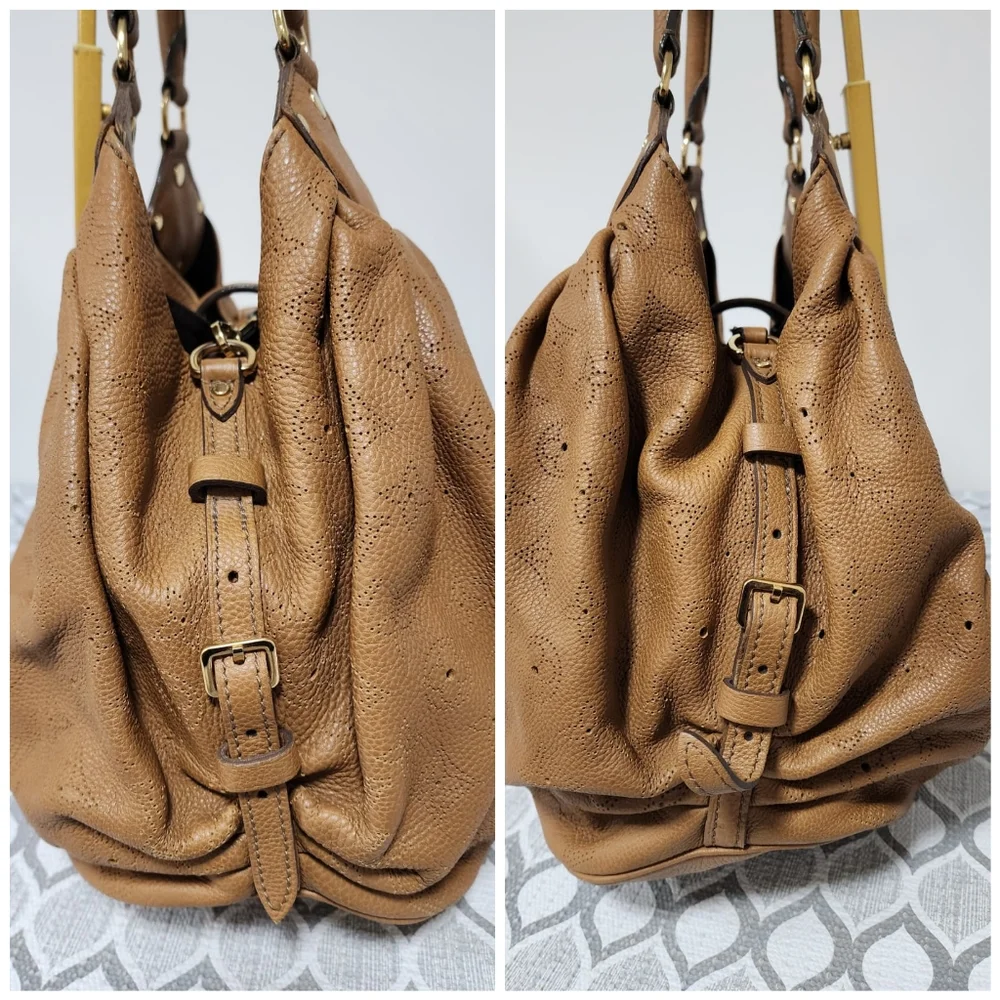 LOUIS VUITTON Mahina L Hobo Bag Brown